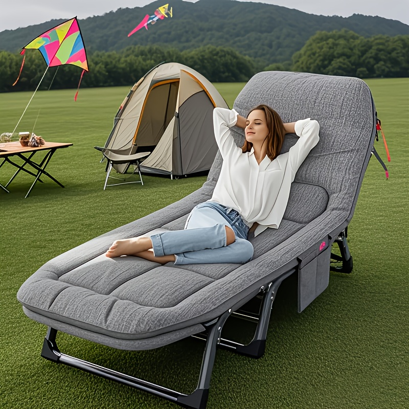 4-size options folding bed - adjustable sofa bed, 6-position adjustment, suitable for camping and travel,   soft cushion and pillow,   holiday gifts, ideal for outdoor camping 0