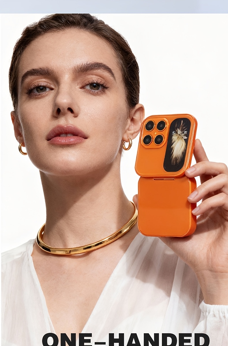 Mini Flip 2G Network Phone, New Xingyu Orange Color, Dual-SIM Dual-standby, Clear Calls, Back-side Flash Screen Reminder Function, 1000mAh Large Capacity, 72-hour Standby Time, Supports Multiple Languages/Bluetooth/music Playback/FM Radio Functions