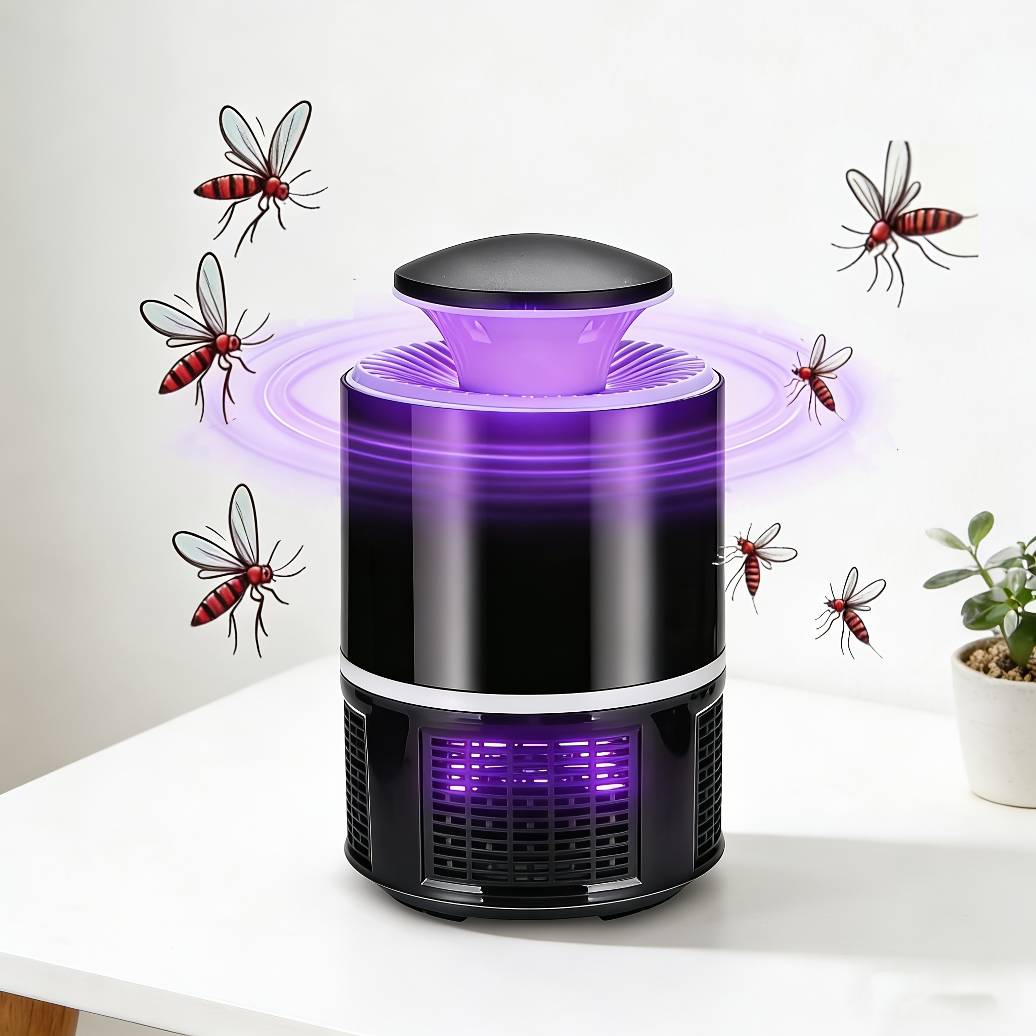 2pcs Desktop Fully Automatic Mosquito Killer – Insect Trap with Purple Flame Effect, Suitable for Bedroom, Living Room, Courtyard, Summer Essential Mosquito Repellent