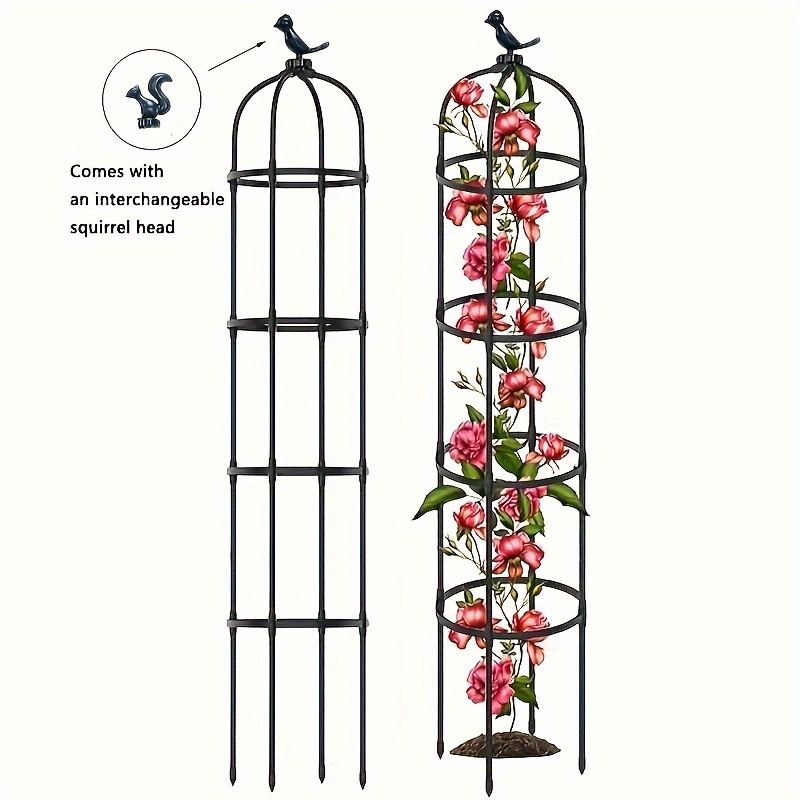 Image of Adjustable Garden Trellis For Climbing Plants - Multifunctional Plastic Support Structure For Potted Flowers, Vines, And Vegetables - Indoor And Outdoor Plant Tower With Bird Decor