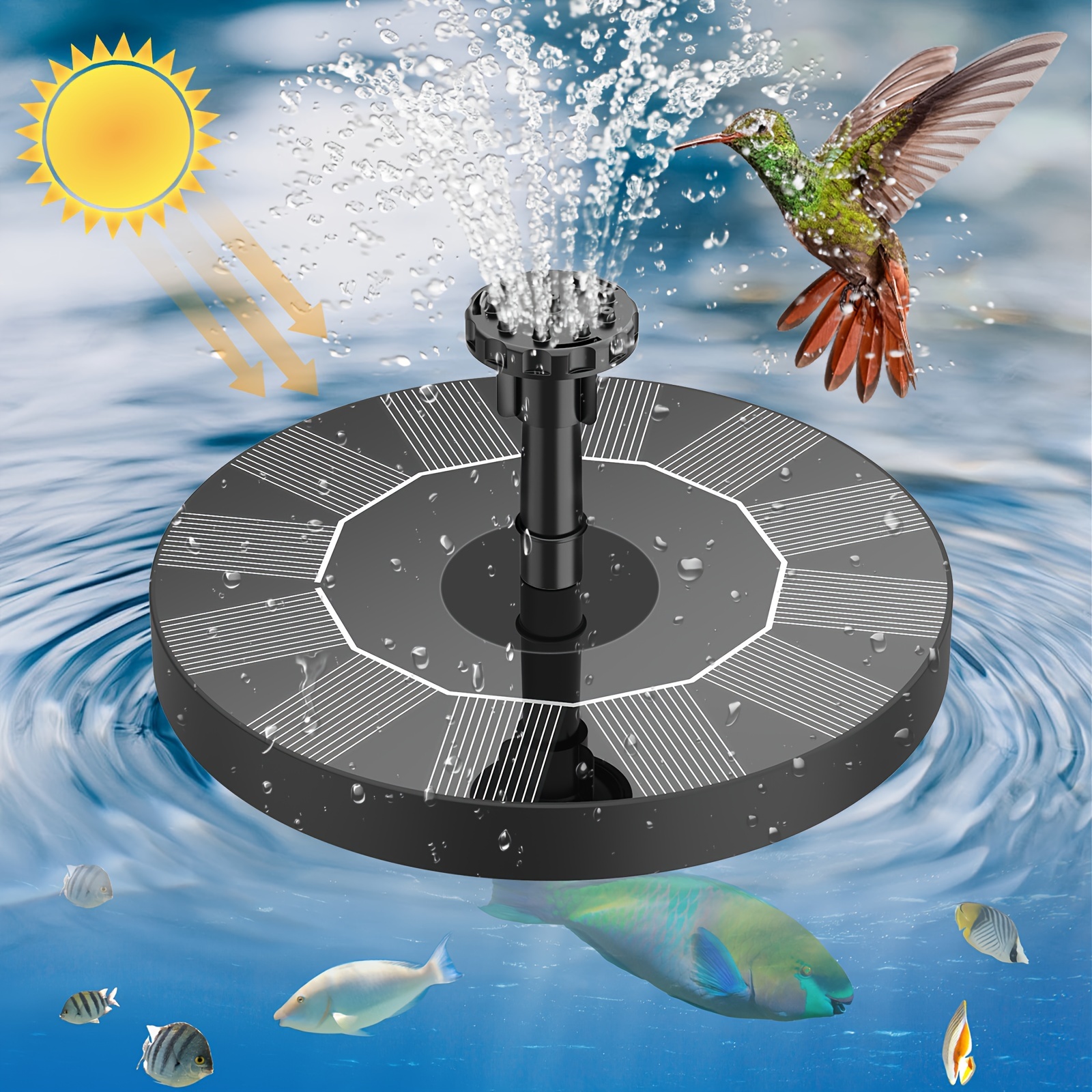 

1pc Solar Bird Bath Fountain Pump, Upgrade 3.5w Solar Fountain With 6 Nozzles, Free Standing Floating Solar Powered Water Fountain Pump For Garden, Pond, Pool, Outdoor