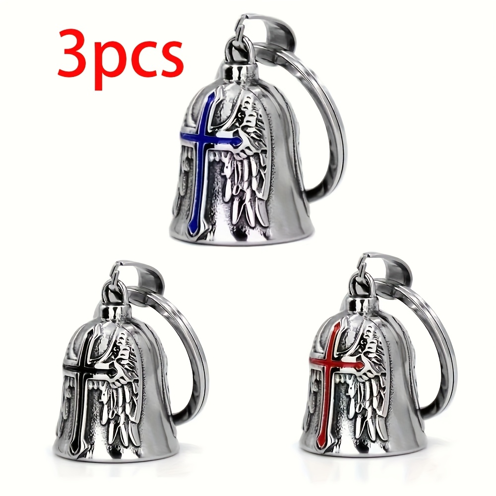 3pcs/set Motorcycle Kit | Charm Bell, Protection Bell, Bell, Keychain, Peace, Holiday Gift, Suitable For Motorcycle, Bicycle, Pet, Backpack Key Decoration