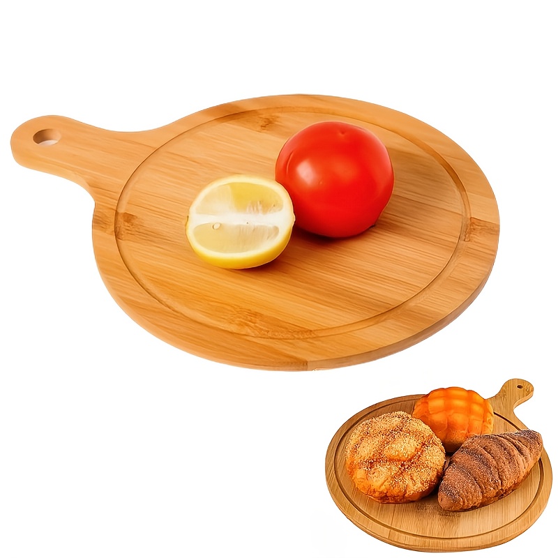 

1 planche en bambou à avec poignée - Plateau de service en bois polyvalent pour pizza maison, coupe de fruits et légumes, service et fromage - Non chargé, aucun