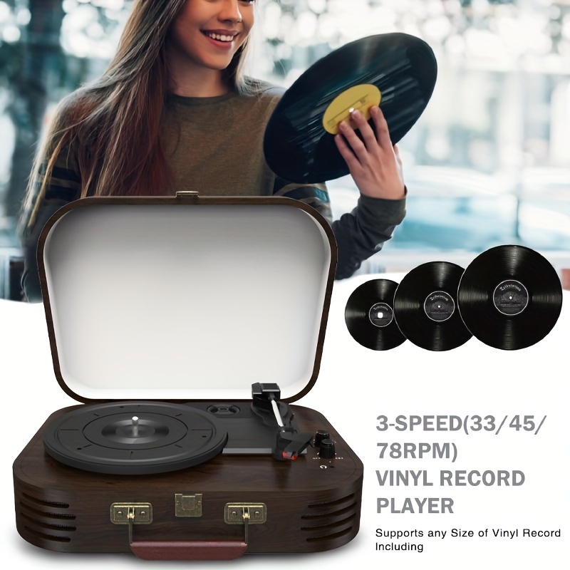 

Maio Vinyl Record Player 3- Wireless Suitcase Portable Belt- Record Player With Built-in Speakers Rca Aux In Headphone Jack Usb Play And Recording Vintage Turntable-dj Multi-audio Player A3