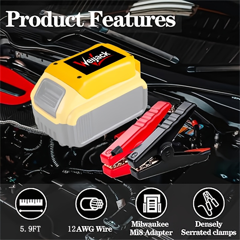 TEMU Jumper Cable Clamps For 20v Battery, 5.9ft 8awg Portable Battery Jumper Starter Automotive Booster Cables For Jump Starting Using Tool, Without