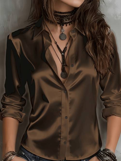 womens commuting satin shirt