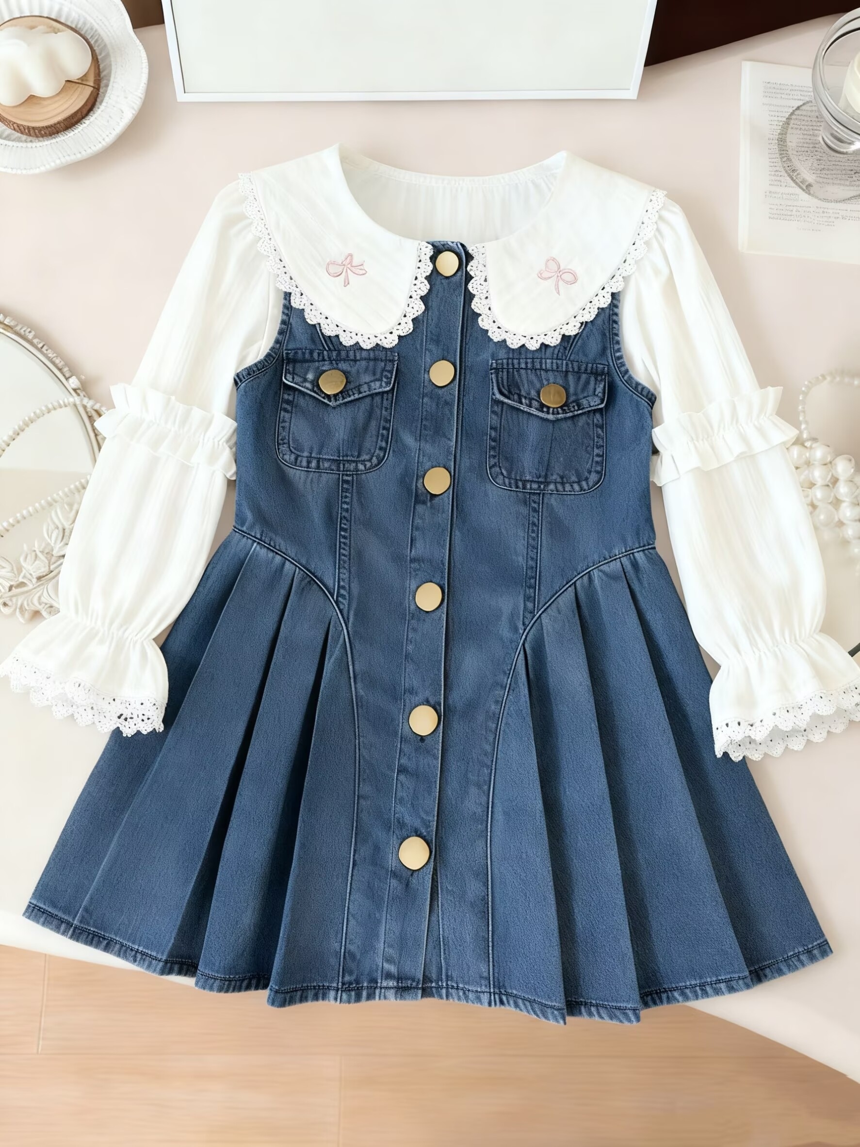 girls denim dress spring autumn outfit korean style - Temu Mauritius