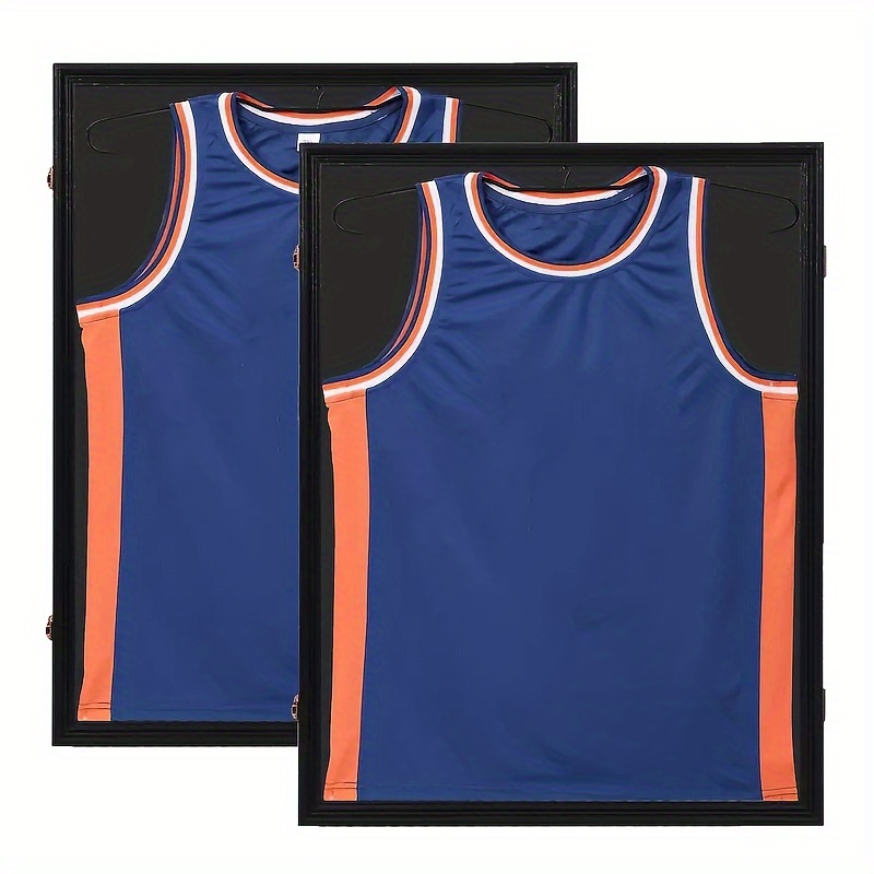 TEMU 2pcs Sports Jersey Display Case Bundle: Shadow Box Frames With 98 Uv Protection, Hangers, Acrylic Cover, And Valet