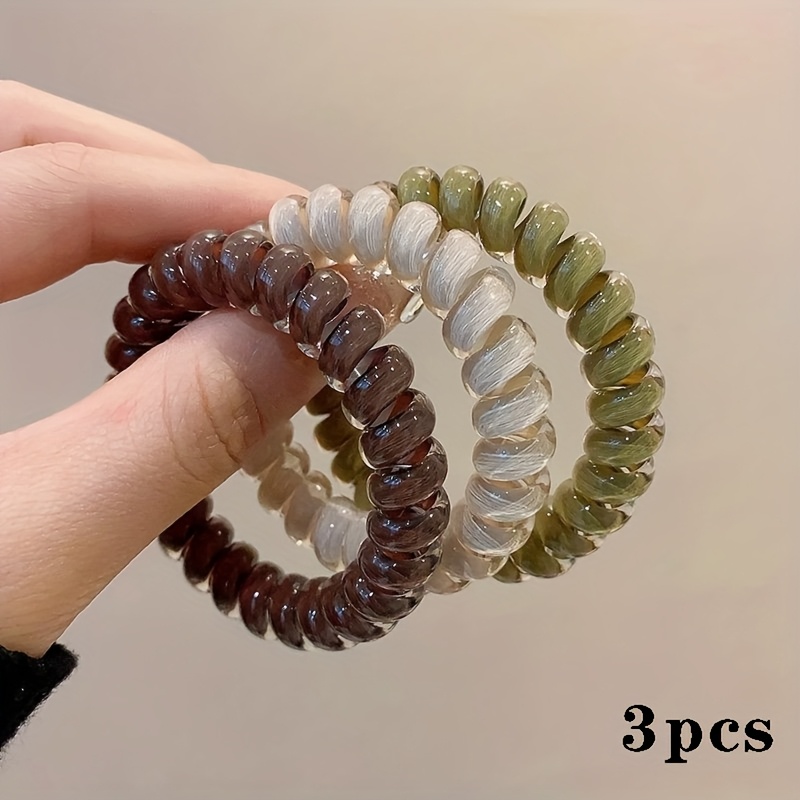 TEMU 3 pezzi Graziosi Elastici per Capelli a Forma di Telefono in Gelato Medio con Filo, Nuovi Elastici per Capelli a da Donna, Cordino per Capelli