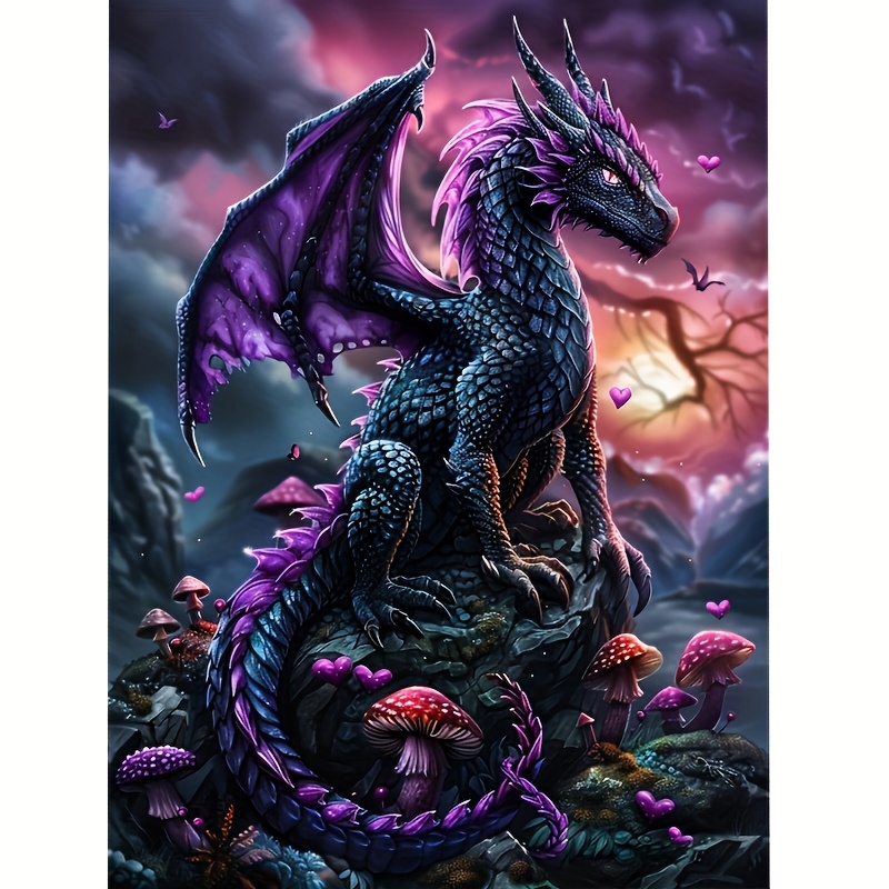 

Western Dragon Landscape 5d Kit For Adults - Round Drill Diy Craft, Mosaic Art Wall Decor, Bedroom & Living Room, , Gift,