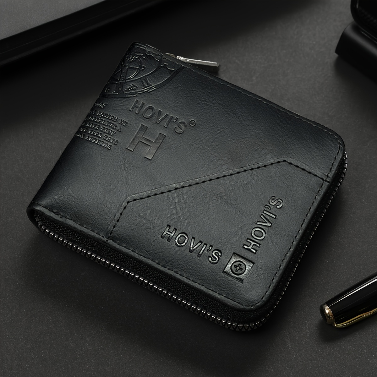 TEMU Portefeuille Mince Élégant à Fermeture Éclair pour Homme, Portefeuille de Poche Multifonction Portable pour et , Porte-Monnaie, Pochette,