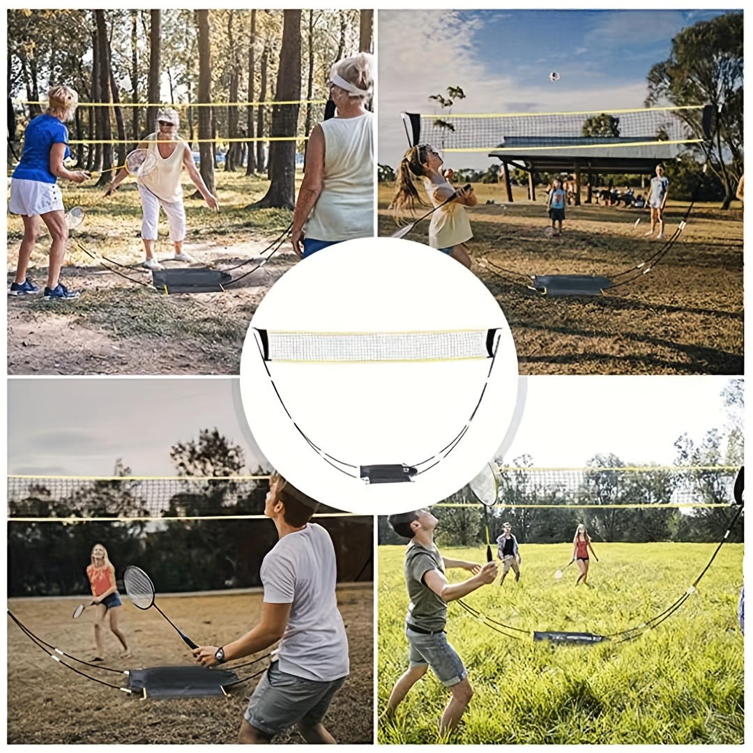 5pcs Portable Badminton Net Set with Quick Setup System - Foldable Outdoor/ Game Net, Heavy-Duty Frame & Wind-Resistant Net, Lightweight for easy Transport, No Tools/Stakes/Complex Setup - All-in-One Kit for Backyard, Beach,