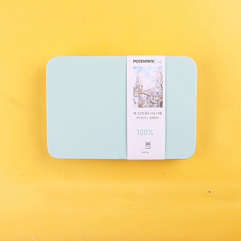TEMU Postcard Watercolor Paper, Portable Postcard Tin Box With 24pcs