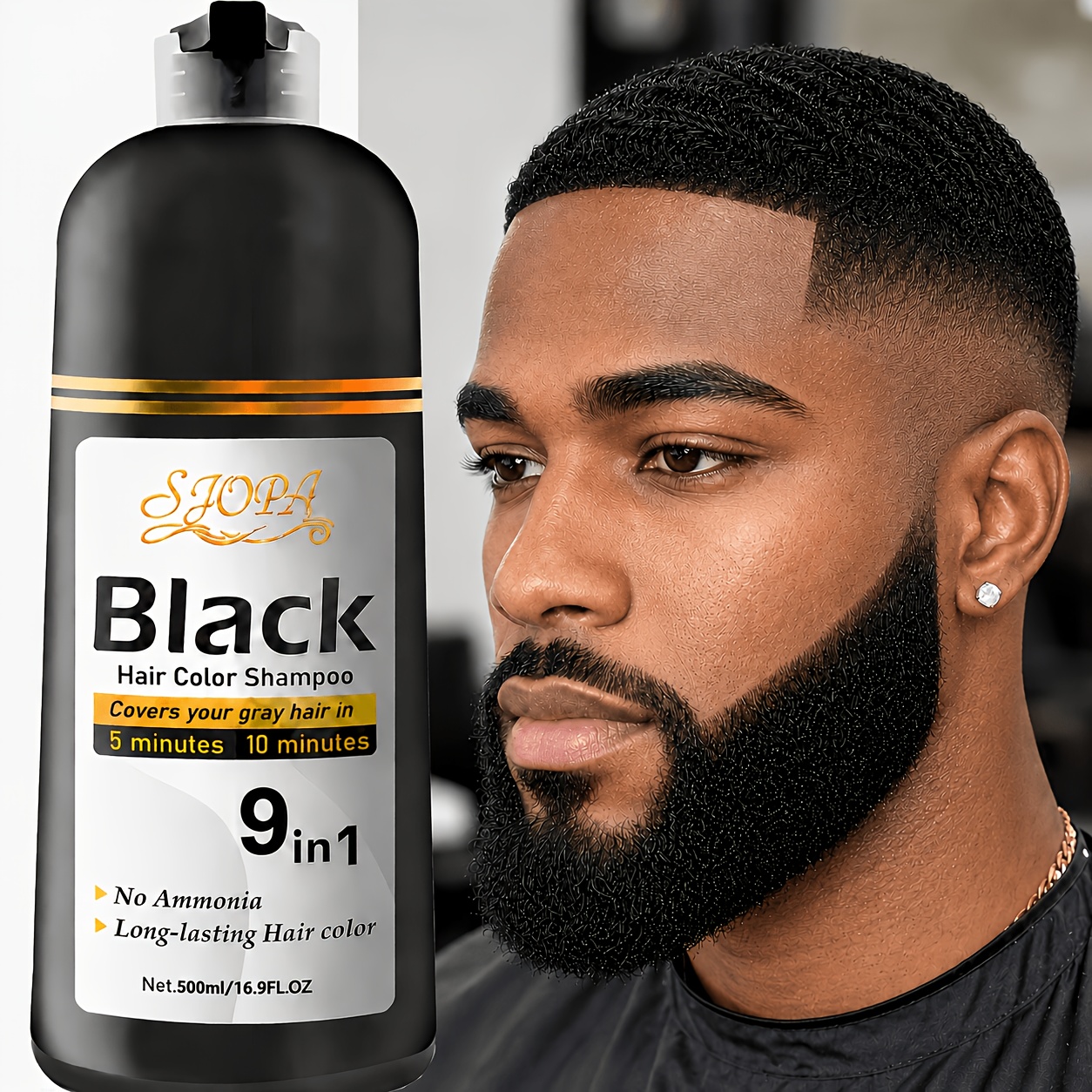 16.9fl.oz Beard And Hair Dye Shampoo Plant Derived Pigments Gently Cares For The Scalp Quickly Covers Gray Black Ideal Gift For Halloween Christmas And Valentines Day