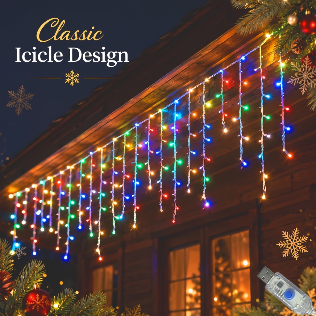TEMU Guirlande Lumineuse de 190/100 LED de Coulis de Alimentée par USB, de , 10 d'Éclairage, Améliore de Noël, Effet de Chute de Neige, Décoration de