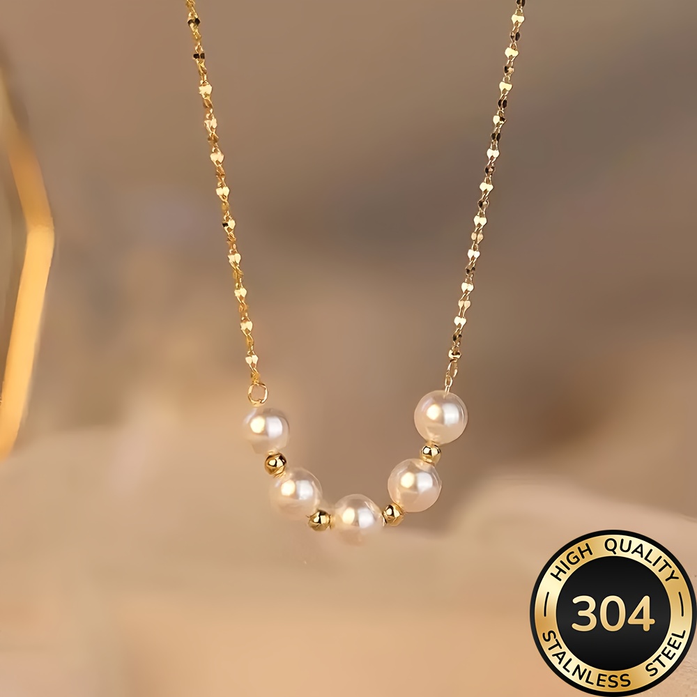 E-shop Hochwertige Edelstahl-Goldkette, -Verblassen, Einfach Elegant, Ideal für den oder Partys, Modische Damenkette, Schmuckaccessoire ein Exquisites