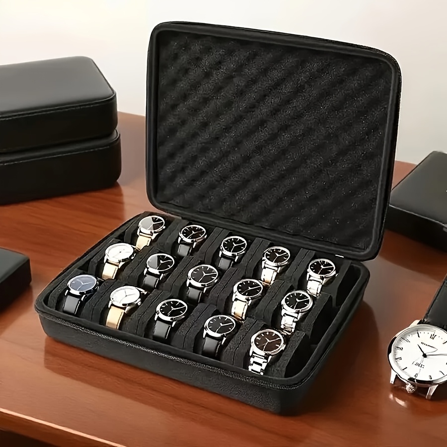 imagen del artículo (solo  , reloj no incluido)  /bolsa de almacenamiento para relojes de 15 ranuras, organizador de relojes de negocios portátil