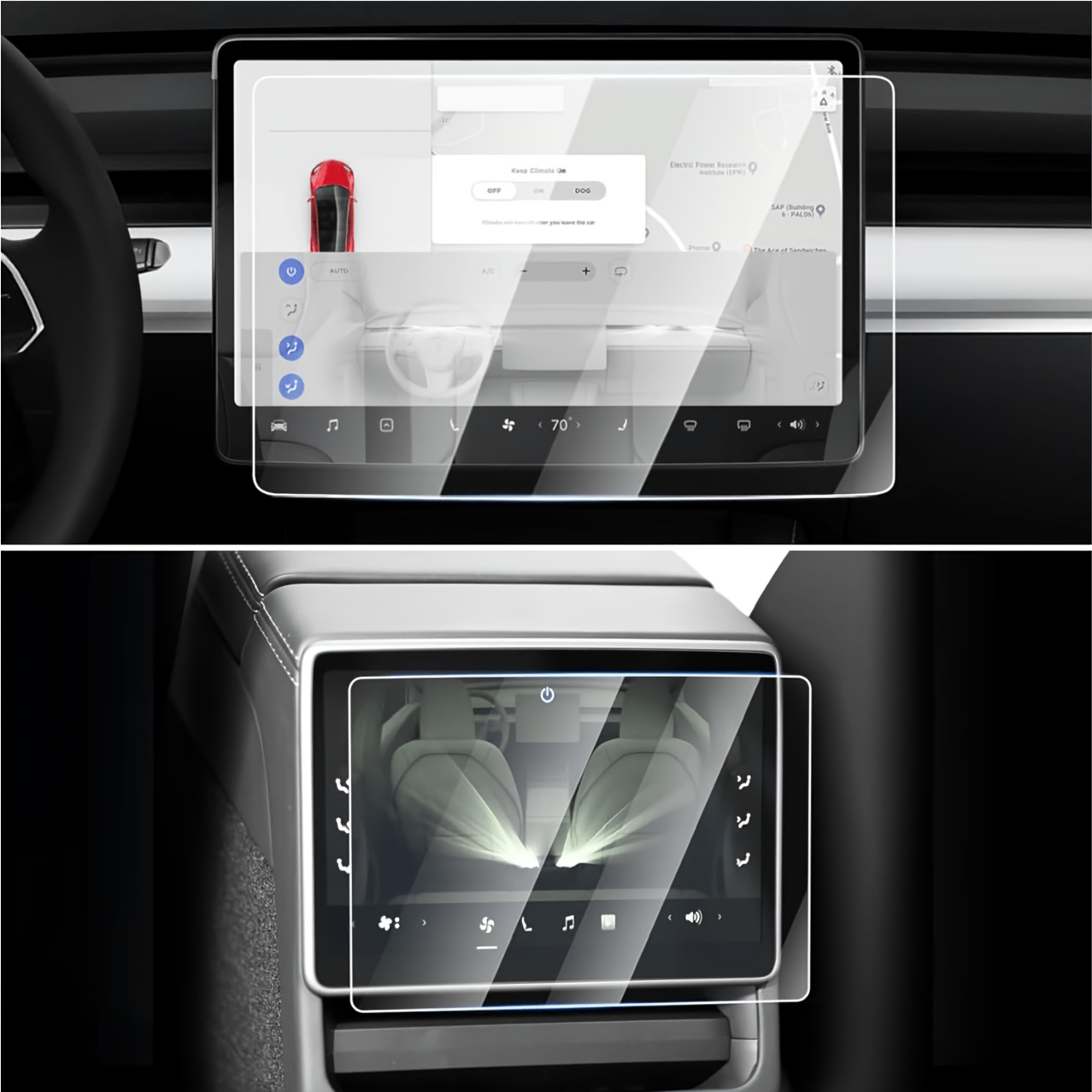 TEMU 2pcs For New For Model Y 2025 (not Compatible Mddel Y Premium/performance) And Model 3 2024 2026 Highland Screen Protector, 15.4in Front & 8in