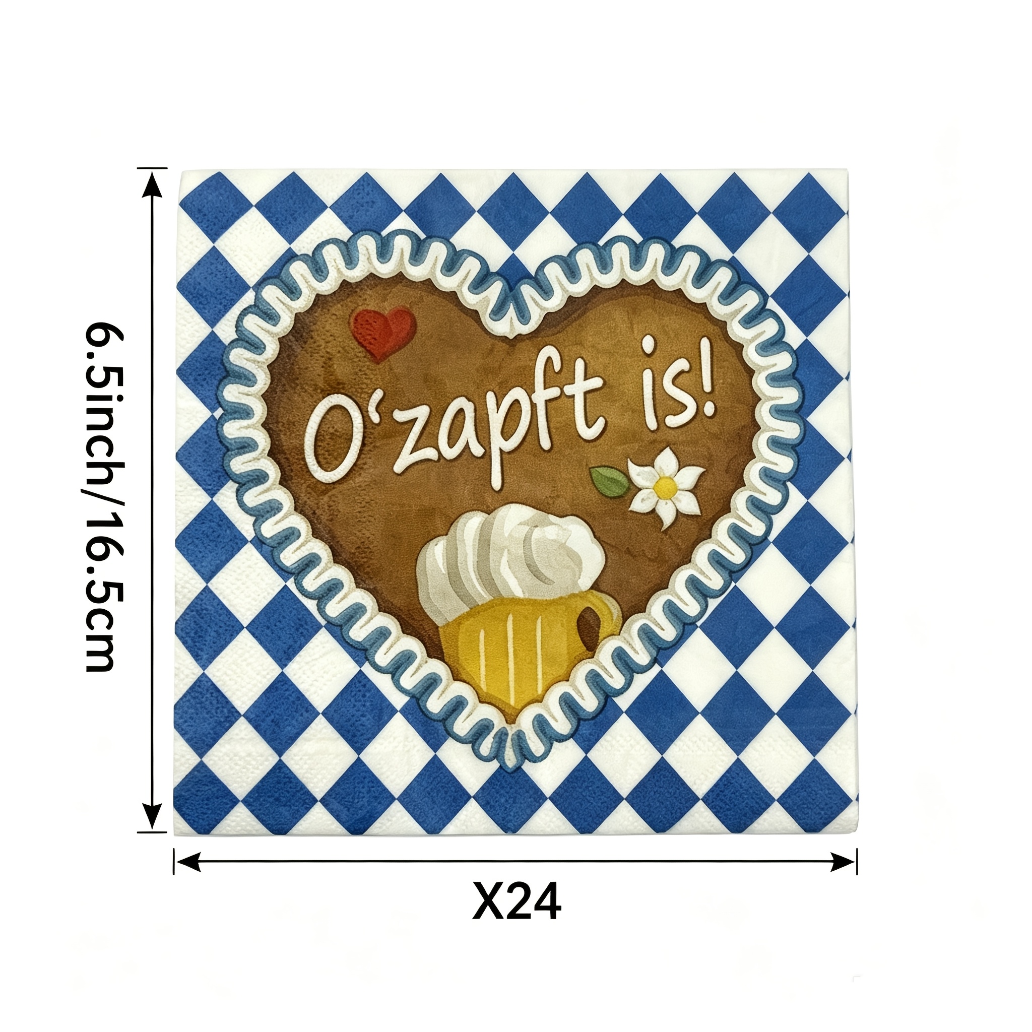 Image of A Set Of 24pcs, German Oktoberfest-themed Party Disposable Paper Napkins, For Halloween、christmas