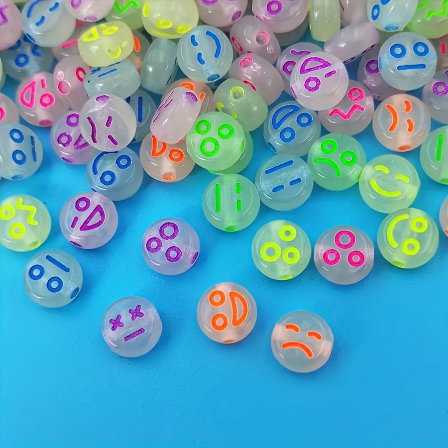 TEMU 100 Piezas de Cuentas que en - Formas Multicolor ( Felices, Ojos, ) para Hacer Joyería DIY, Pulseras, Collares, Llaveros - Suministros para