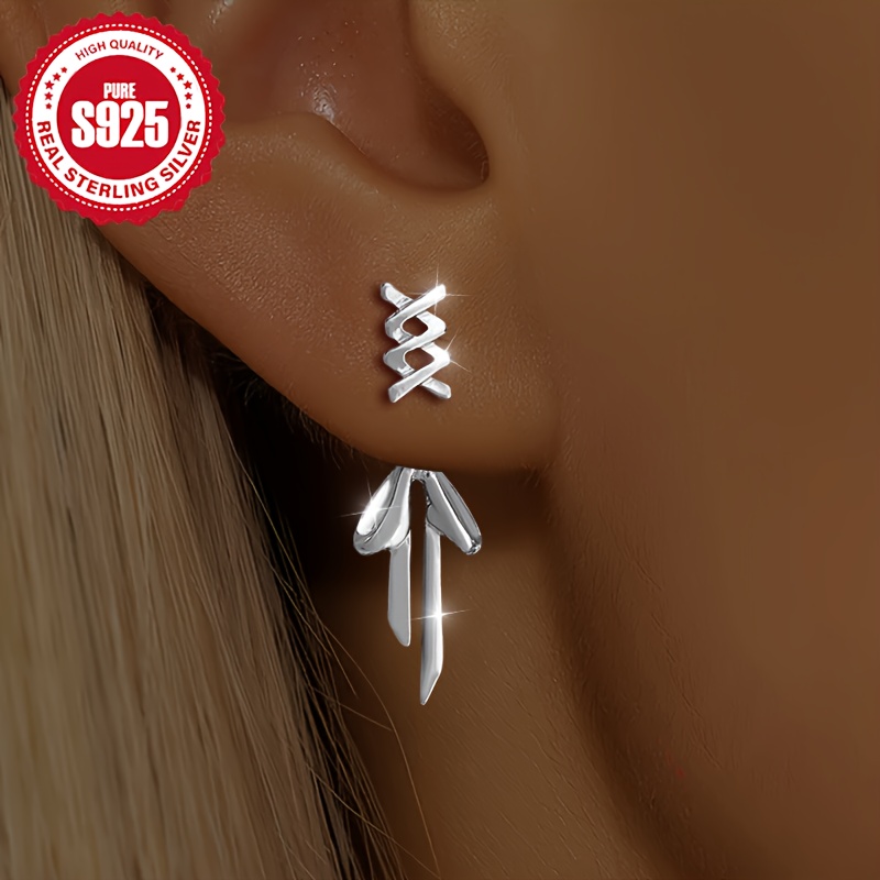 Image of S925 Line Stud Earrings, A Pair. Fashionable, Light Luxury, And Versatile. Suitable For Women' Wear, Parties, And Music Festivals. The Perfect Hypoallergenic Gift For Wives, Girlfriends, And