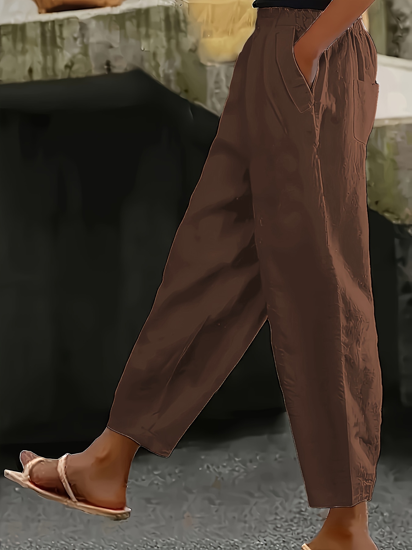 womens spring and summer fashion casual solid color trousers suitable for   walking and parties
