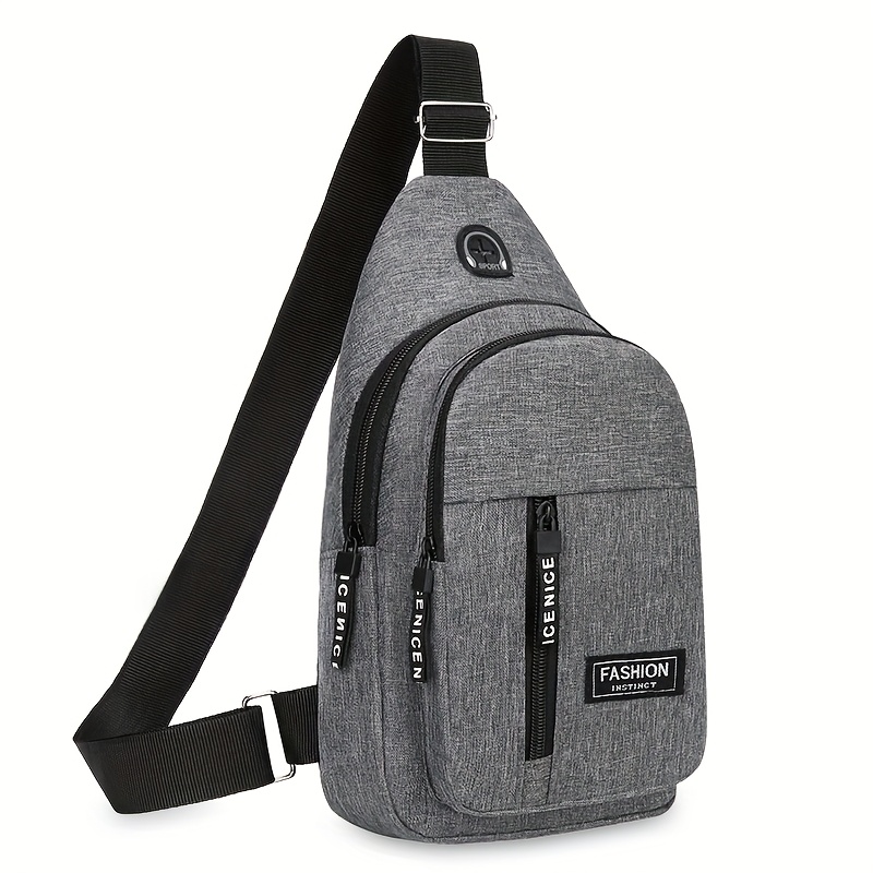 TEMU New Cross-border Men's Oxford Cloth Chest Bag, Multi-functional Sports Outdoor Casual Shoulder Bag, Small Crossbody Bag