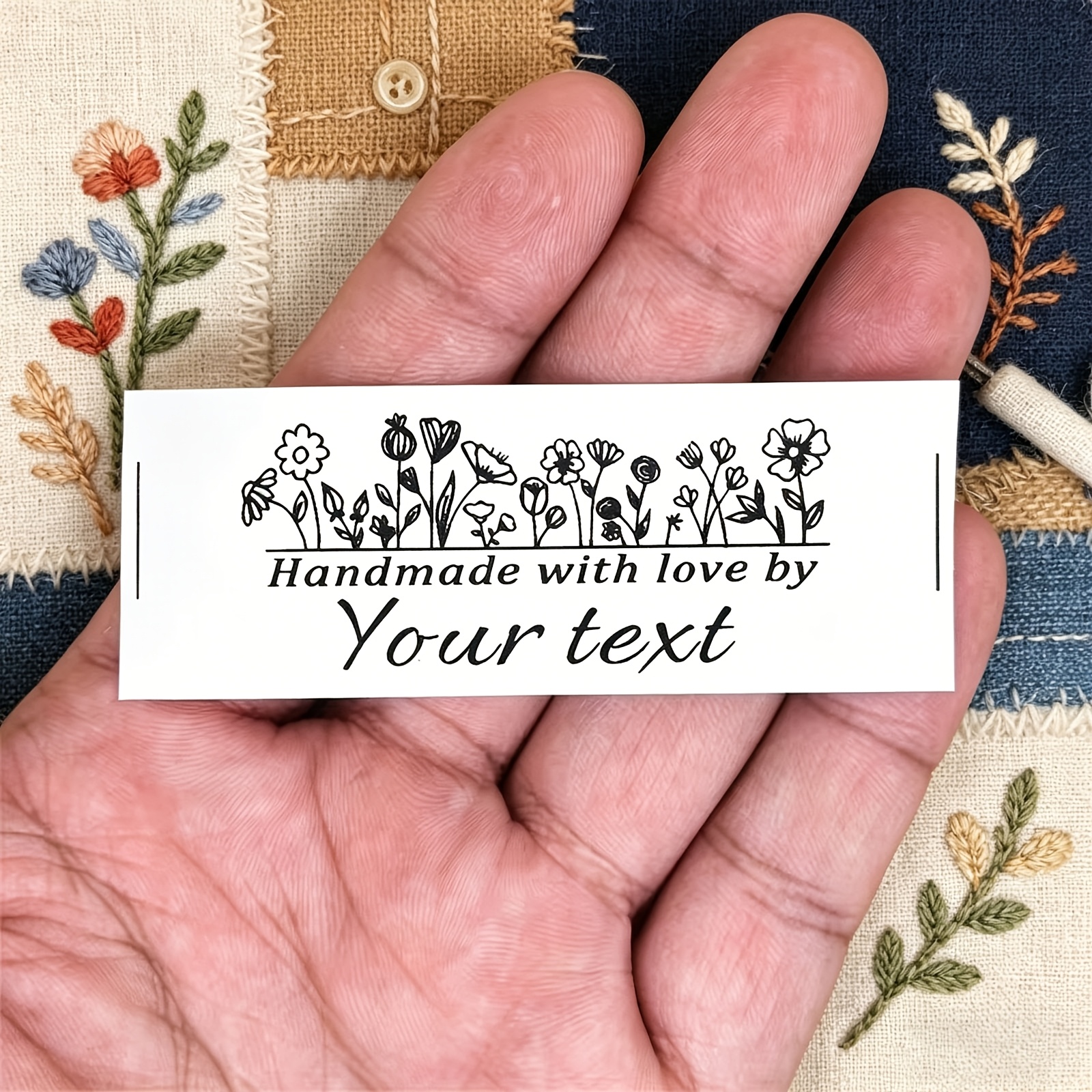 48pcs pack 48pcs custom floral text personalized fabric tags suitable for clothing knitting crochet crafts diy projects handmade labels   text suitable for handmade items gifts clothing tags