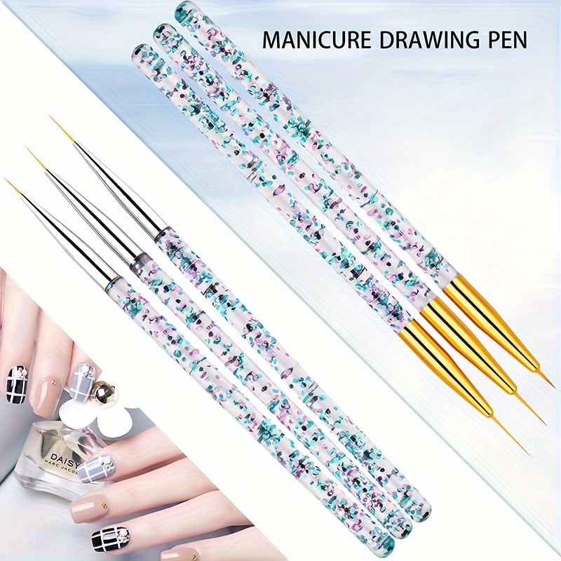 

Nail Art Liner Brushes Set, Fine Detailing Manicure Drawing Pens With Sequin Handles, Durable Nylon Brush, Multi-size Tips For Detailed Patterns Painting, Nail Art Tools