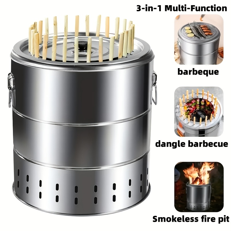 

Portable , Steel Bbq 28 Skewers, Cooking & Pan, 13.4/15.4- , For , , Camping