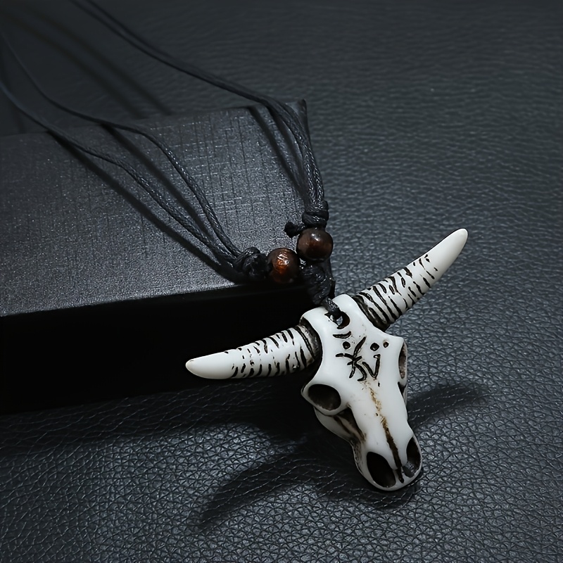 Hand-Carved Bull Horn Necklace, Unique Gift