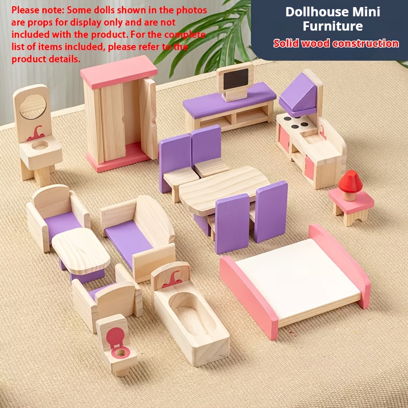 1Set Mini Dollhouse Furniture Accessoies Kitchen Bedroom Living Room