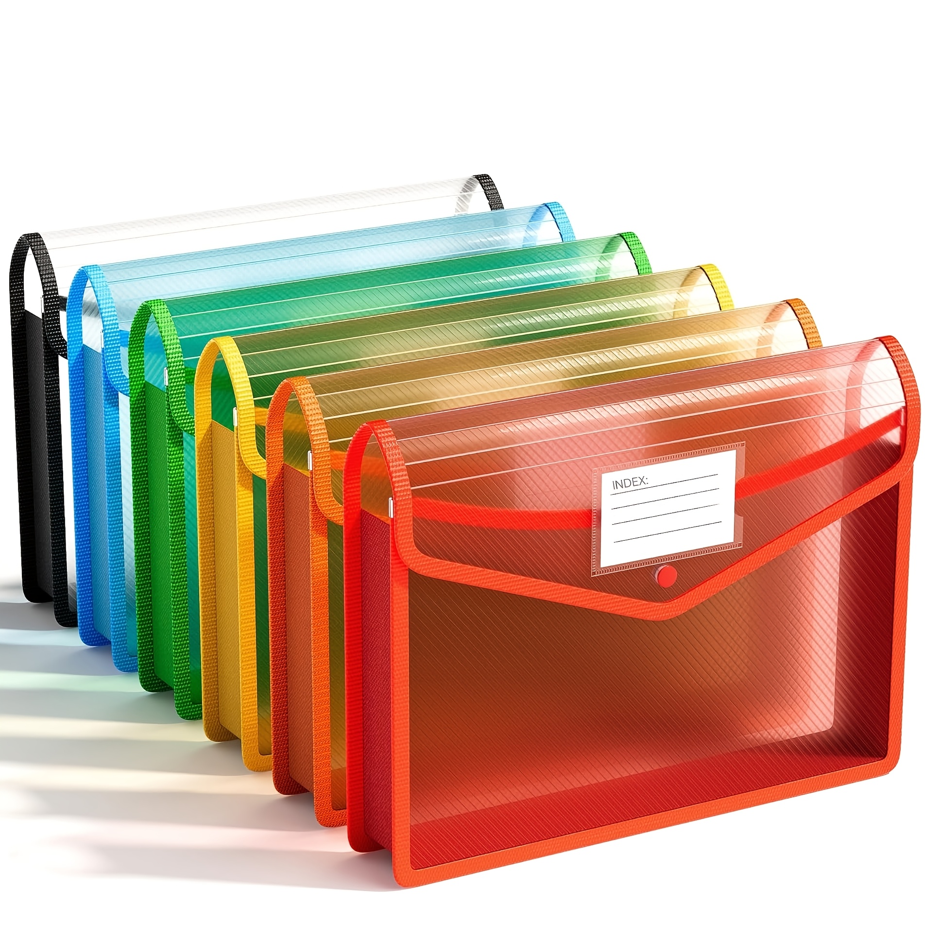 E-shop 6er-Set A4 Expansions-Ordner mit Schnappverschluss, farbiger Dokumenten-Organizer, transparente Akkordeon-Aktentaschen, großes Fassungsvermögen,