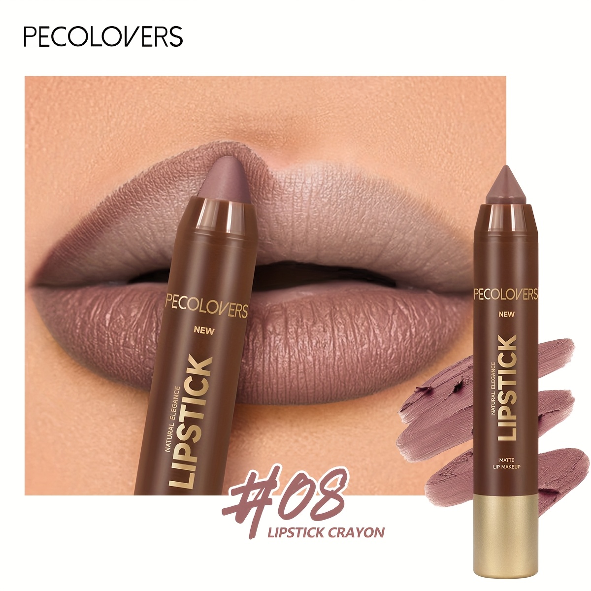 1pc Brown Smooth Lipstick - Lipliner, Durable Moisturizing Matte Lipstick For , Perfect For Tones, | Lipstick | Creamy Lipstick