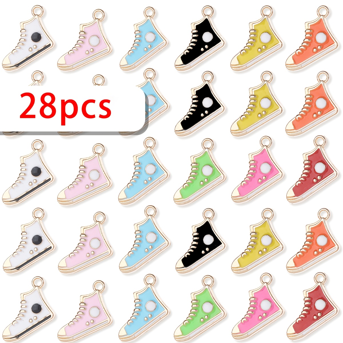 TEMU 14/28 pz Ciondoli a Forma di Scarpa in di Smaltata, Colori Casuali, Adatti per Creazioni , Portachiavi Fai da Te, Decorazioni per Accessori
