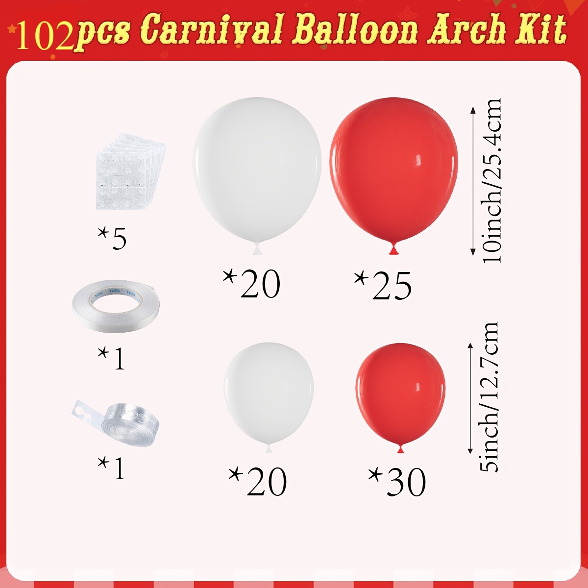 TEMU Kit de 102 pièces pour de guirlande de ballons rouges et pour , cérémonie de passage à l'âge adulte, décoration de fête d'anniversaire,