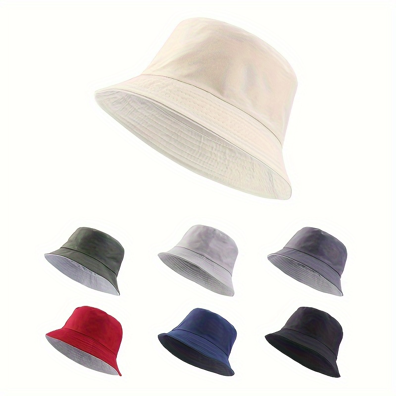 Solid Color Bucket Hat Double sided Foldable Fishman - Temu