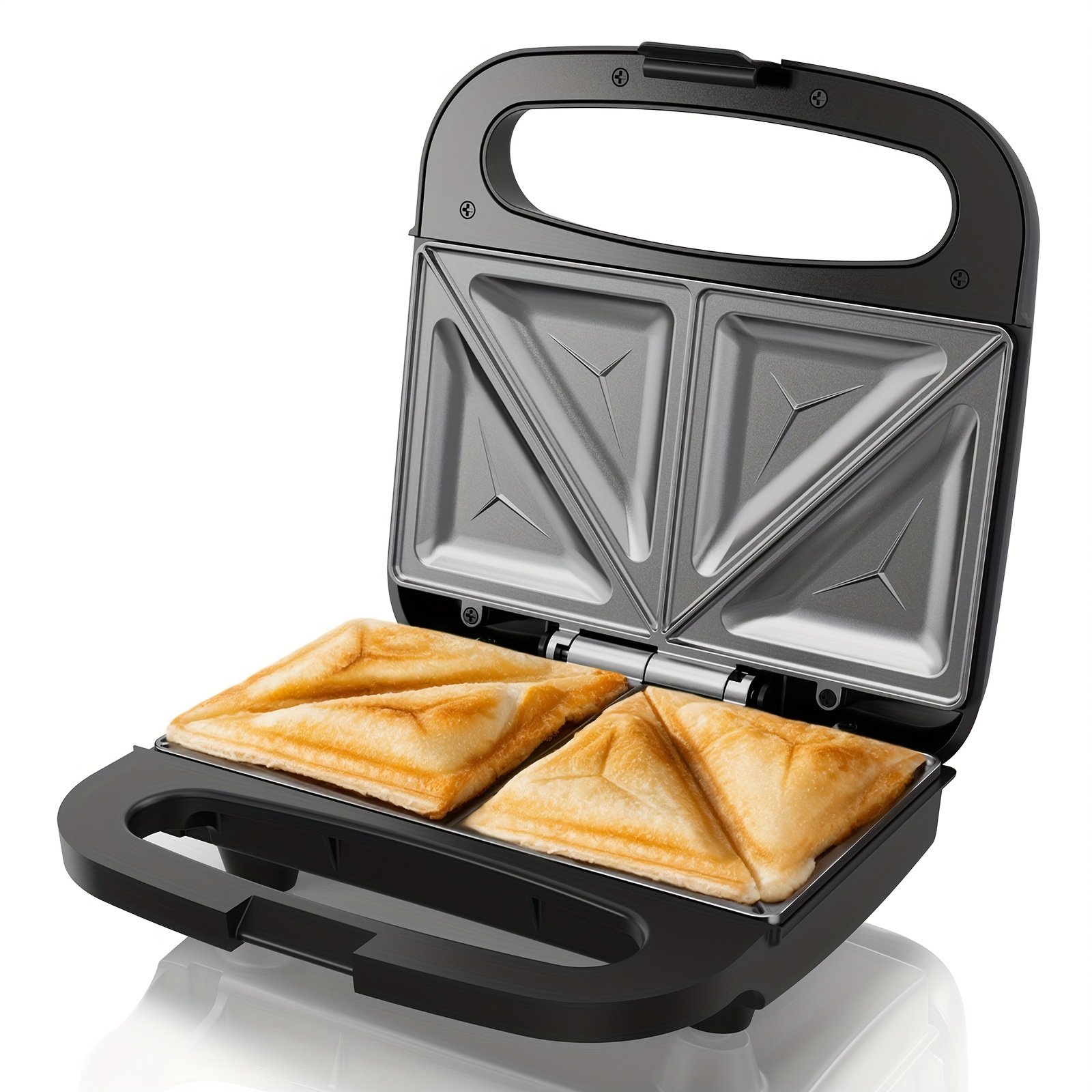 TEMU Superlex Sandwich Maker 750w & 1000w Panini Toaster With Plates, Handle, Temperature Control For 2 Slices, Fast And Toasting, Compact, Ideal For