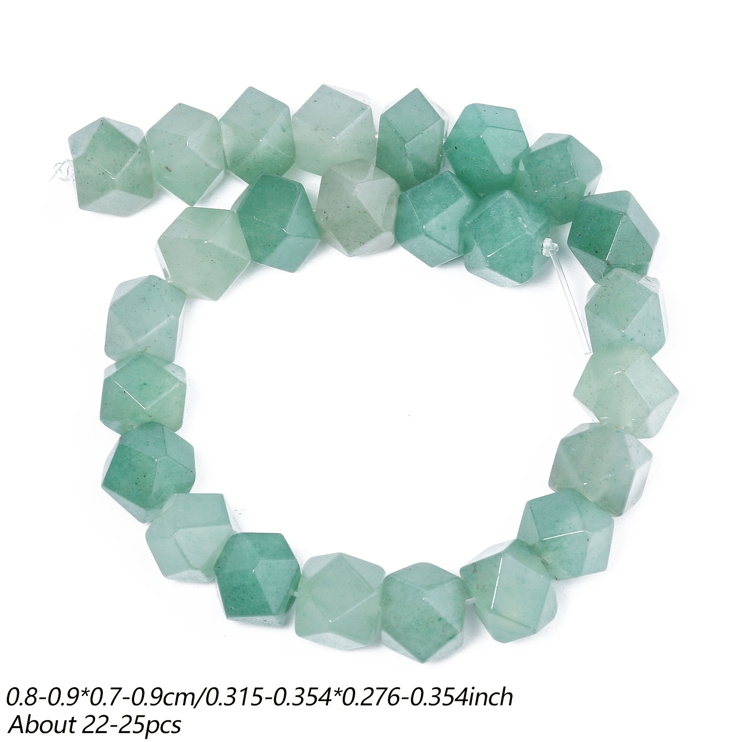 TEMU Aventurine Octagonal Beads 8-9mm Irregular Diamond Cut Green Aventurine Stone Beads 7.5 Inch Strand For Bracelet Necklace Jewelry Making
