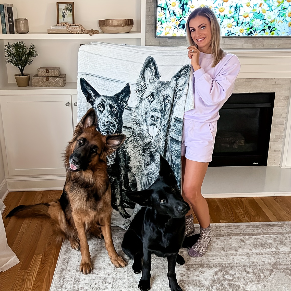

1pc Custom Blanket Pet Custom Blanket Photo Blanket Personalized Custom Gift Blanket Memorial Gift Blanket Soft Flannel Sofa Blanket