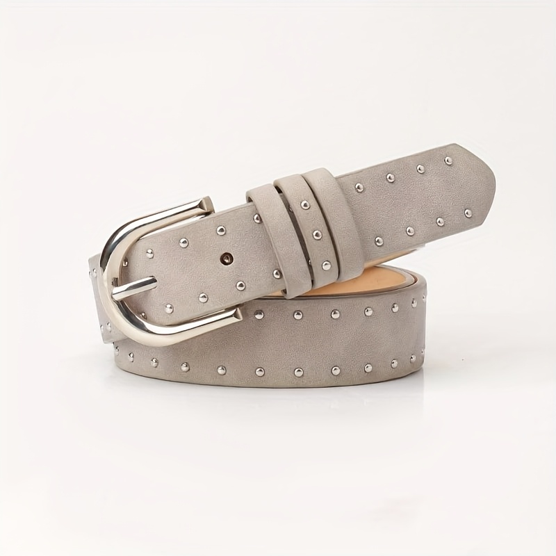 Belt For Women With Beads In Western Style, Pu Leather Belt With Trendy And Simple