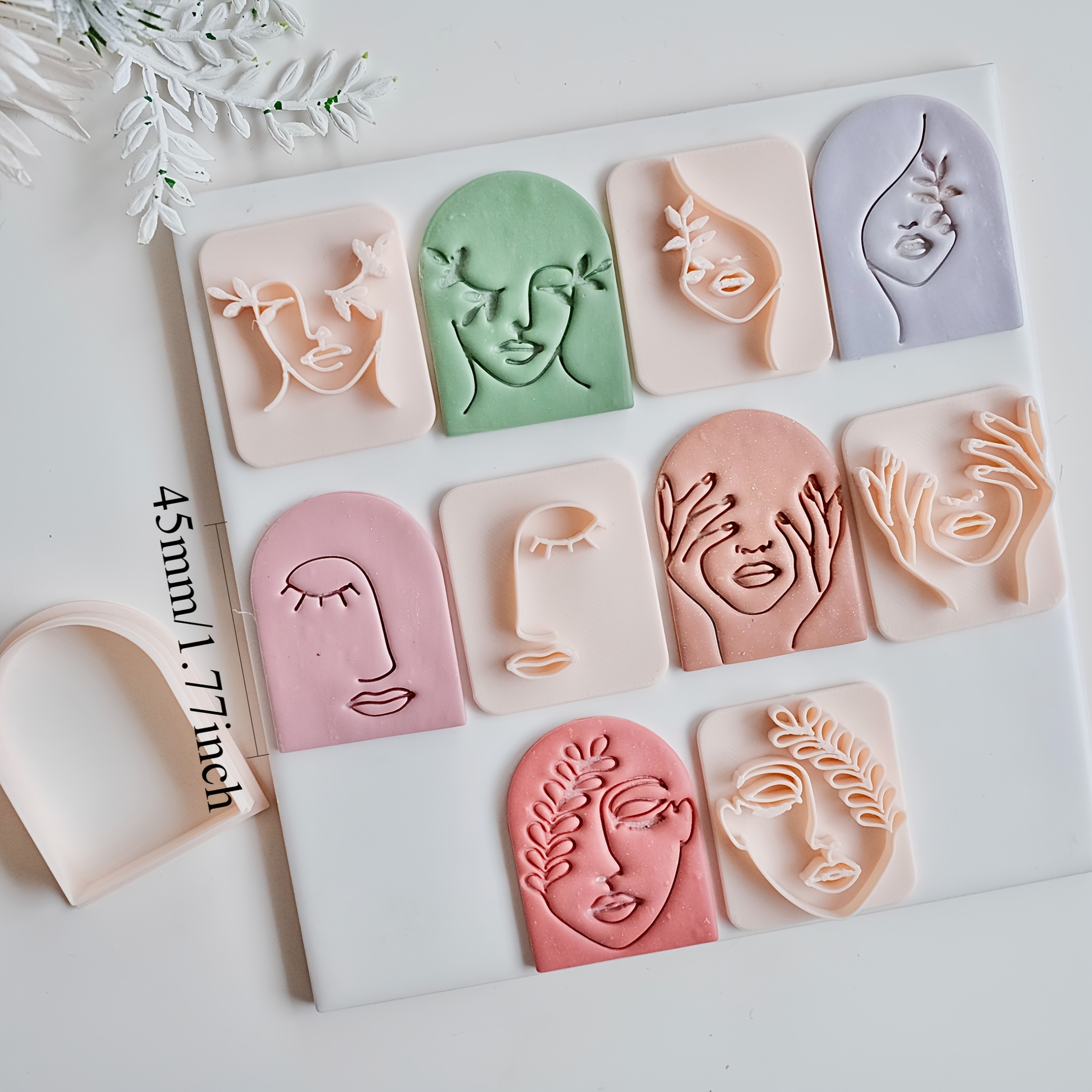 6pcs set abstract face polymer clay stamp set Temu