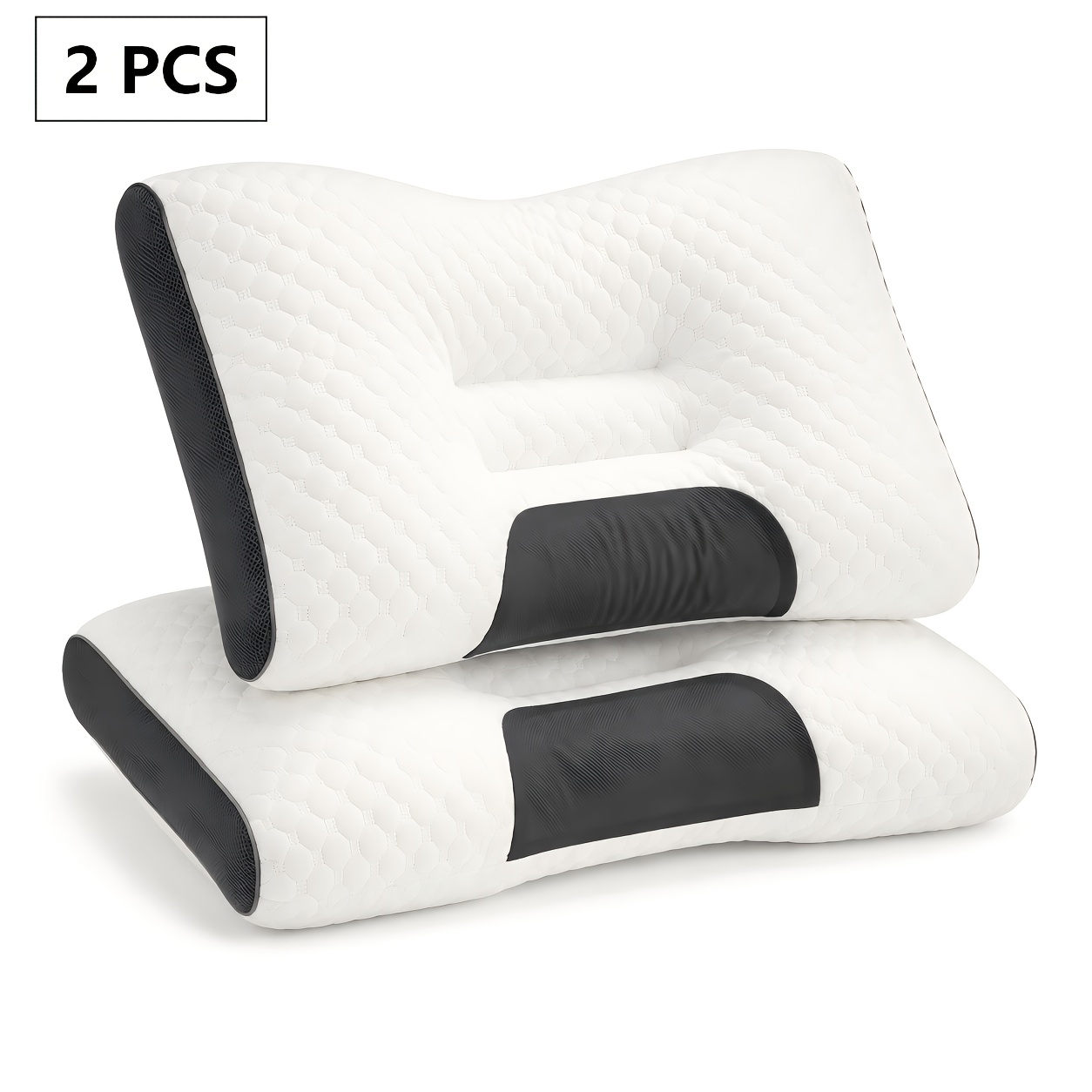 TEMU Lot de 2 oreillers cervicaux, oreillers ergonomiques de qualité supérieure pour le soulagement de la nuque, doux pour un sommeil , grande taille