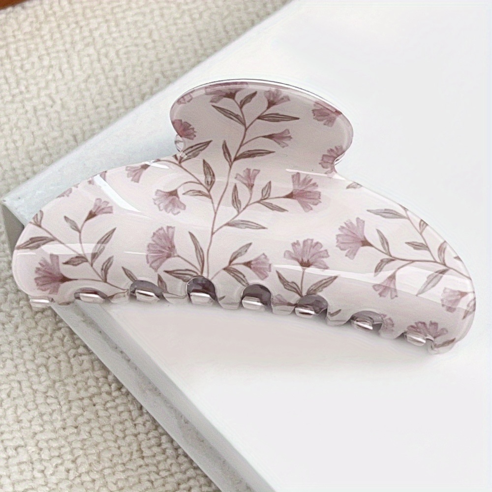 E-shop Haarspange mit Blumenmuster für Damen, große Acryl-Klammer mit Blumenmuster, süße Haarspange für dickes Haar, stilvolles Haaraccessoire für &
