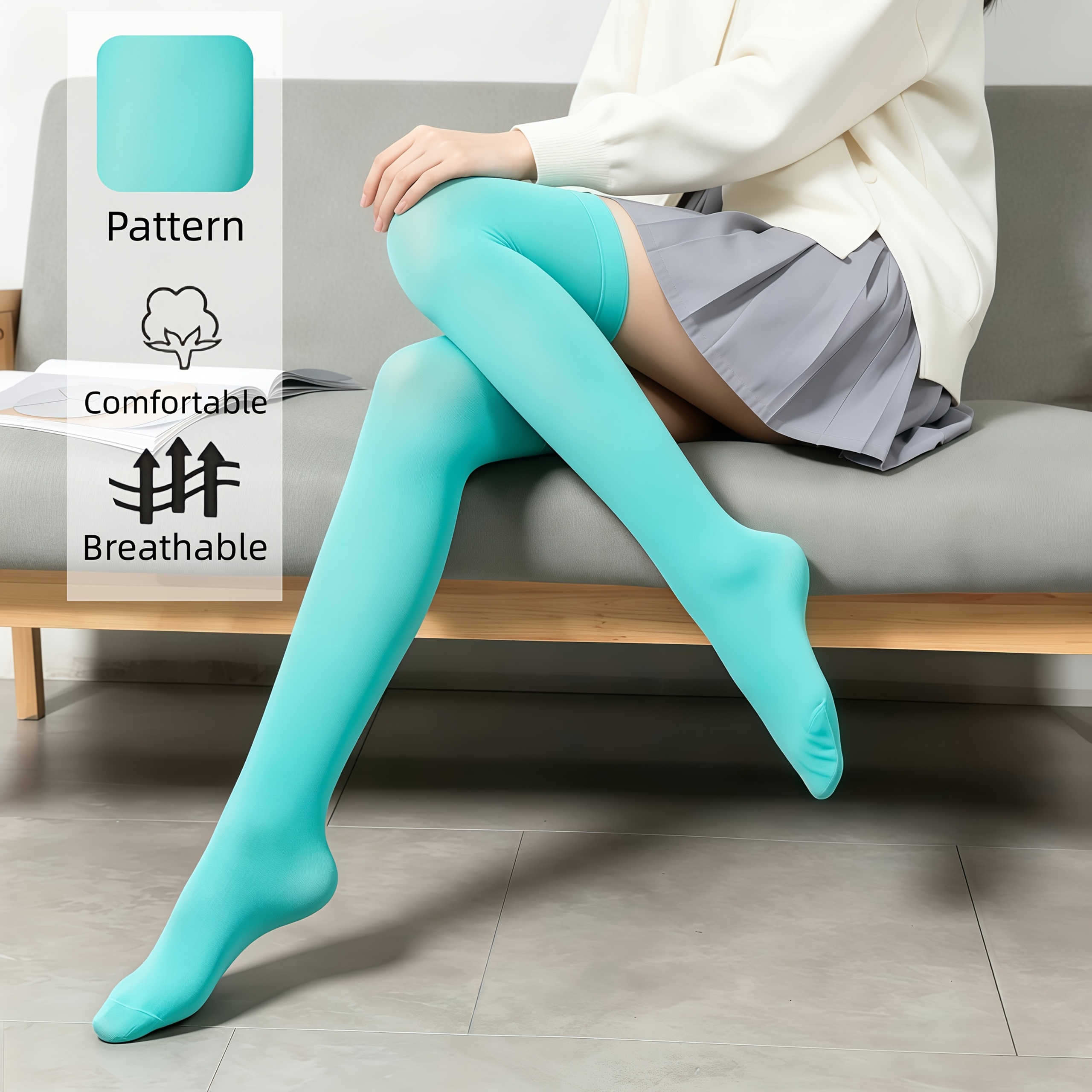 TEMU Calcetines de media caña color verde para mujer, de elasticidad, transpirables y cómodos, calcetines dulces y de color para uso diario, fiestas,