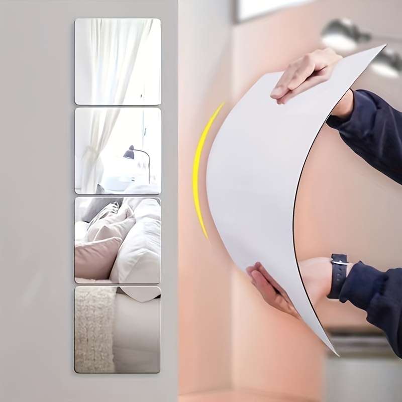 

4pcs Set, Shatterproof -mounted Full-length Mirrors, , Theme, Unscented, No Battery For , Bedroom, Bathroom Decor