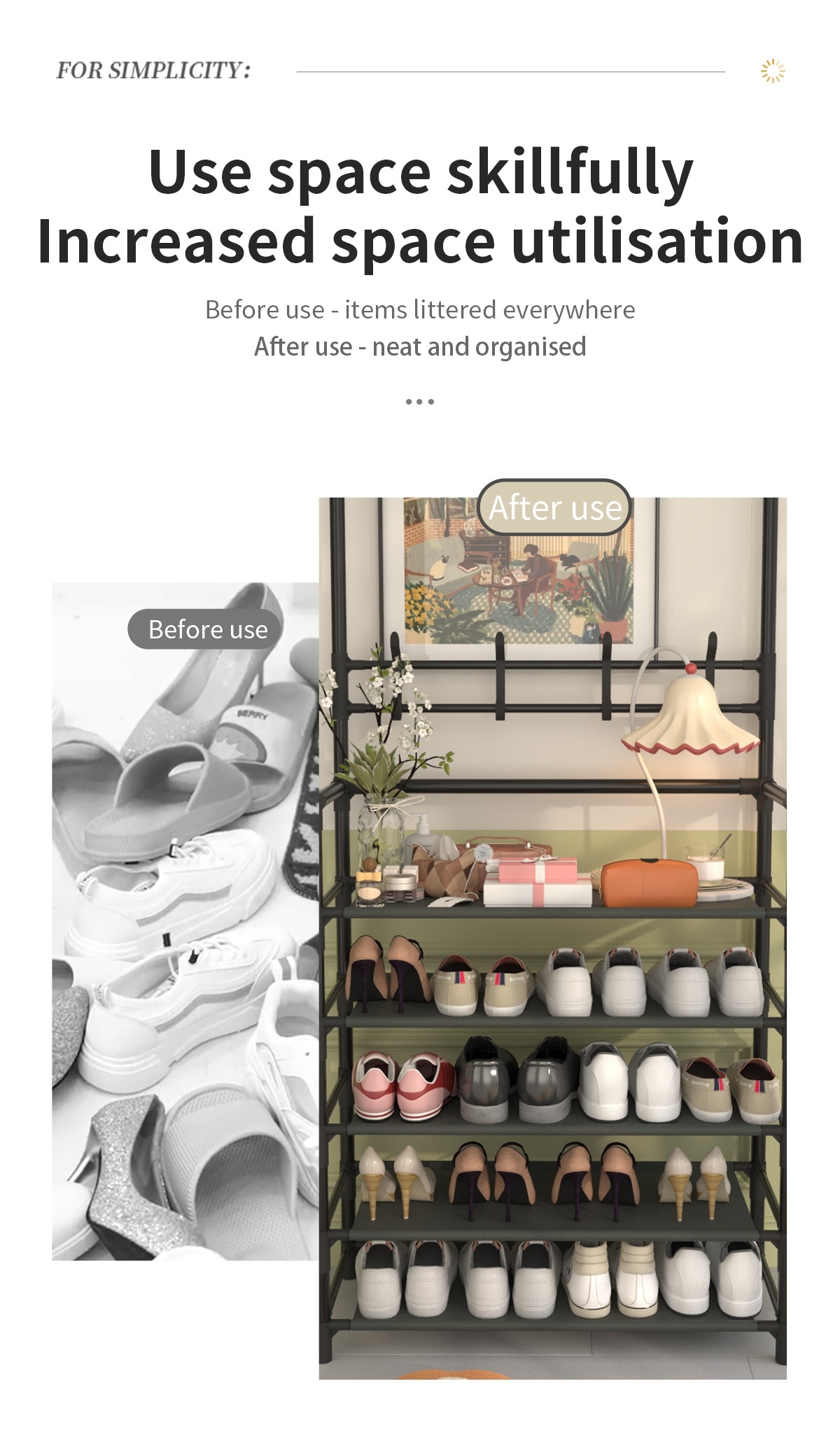 4-5 Tier Shoe Rack - Space-Saving, Easy Assembly, Durable Design for Entryway And Bedroom, Minimalist Style, Efficient Sneaker Storage, Shoe Storage Solution | Modern Shoe Rack | Durable Construction, Dorm Entrance Storage Rack for Shoes And Hats
