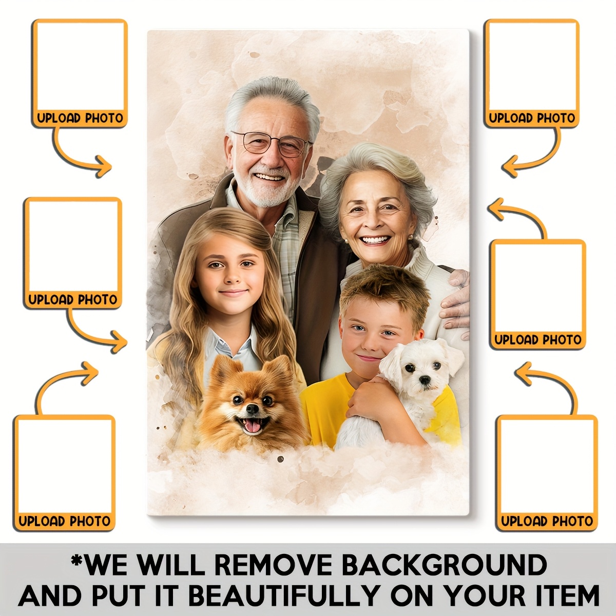 TEMU Custom Photos , Family Portrait - Personalized Customized Canvas - Gift For Family