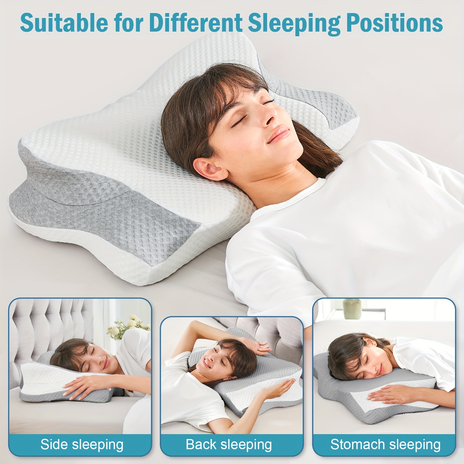 Ergonomic Cervical Pillow - Hypoallergenic, Soft, Orthopedic Neck Support for Side & Back Sleepers, Machine Washable