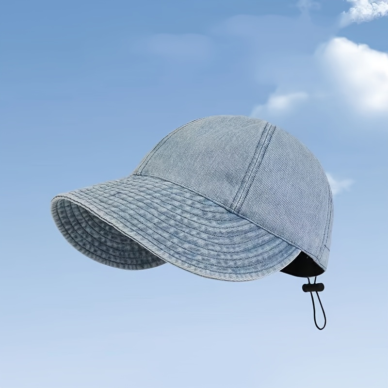 TEMU 1pc New Retro Adjustable Sun Hat, Women's Spring Summer Large Head Size Wide Brim Distressed Sunshade Hat, 1pc Washable Equestrian Hat, Suitable